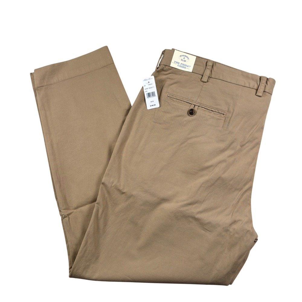Brooks Brothers Friday Chino Pants Mens 42x32 Tan Khaki Stretch Flat Front New